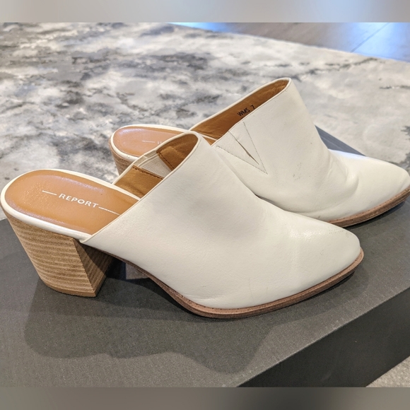 White heeled pointy toe mules size 7 - Picture 1 of 4